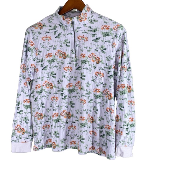 Blair Tops - Blair Lavender Half-Zip Ribbed Lavender Pullover Floral Sweater